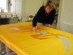 Peindre avec la cire: futurs motifs jaunes <br> Again painting with wax: future yellow parts